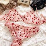 Women Mesh Heart Lingerie Set