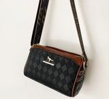Checkered Leather Messenger Bag