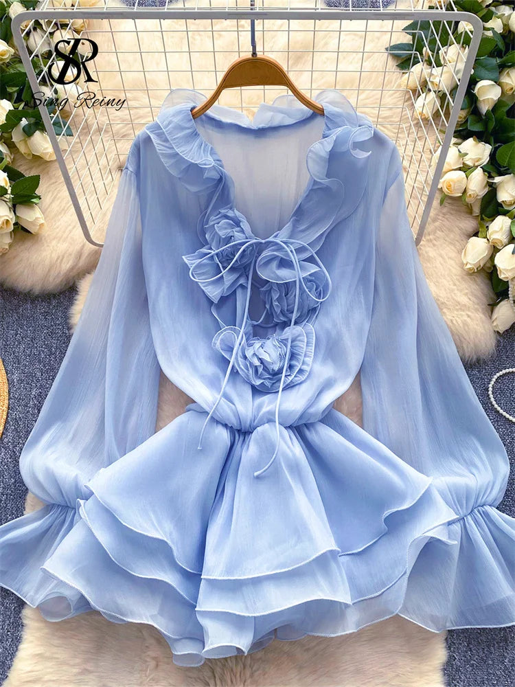 Women's Floral Chiffon Mini Dress