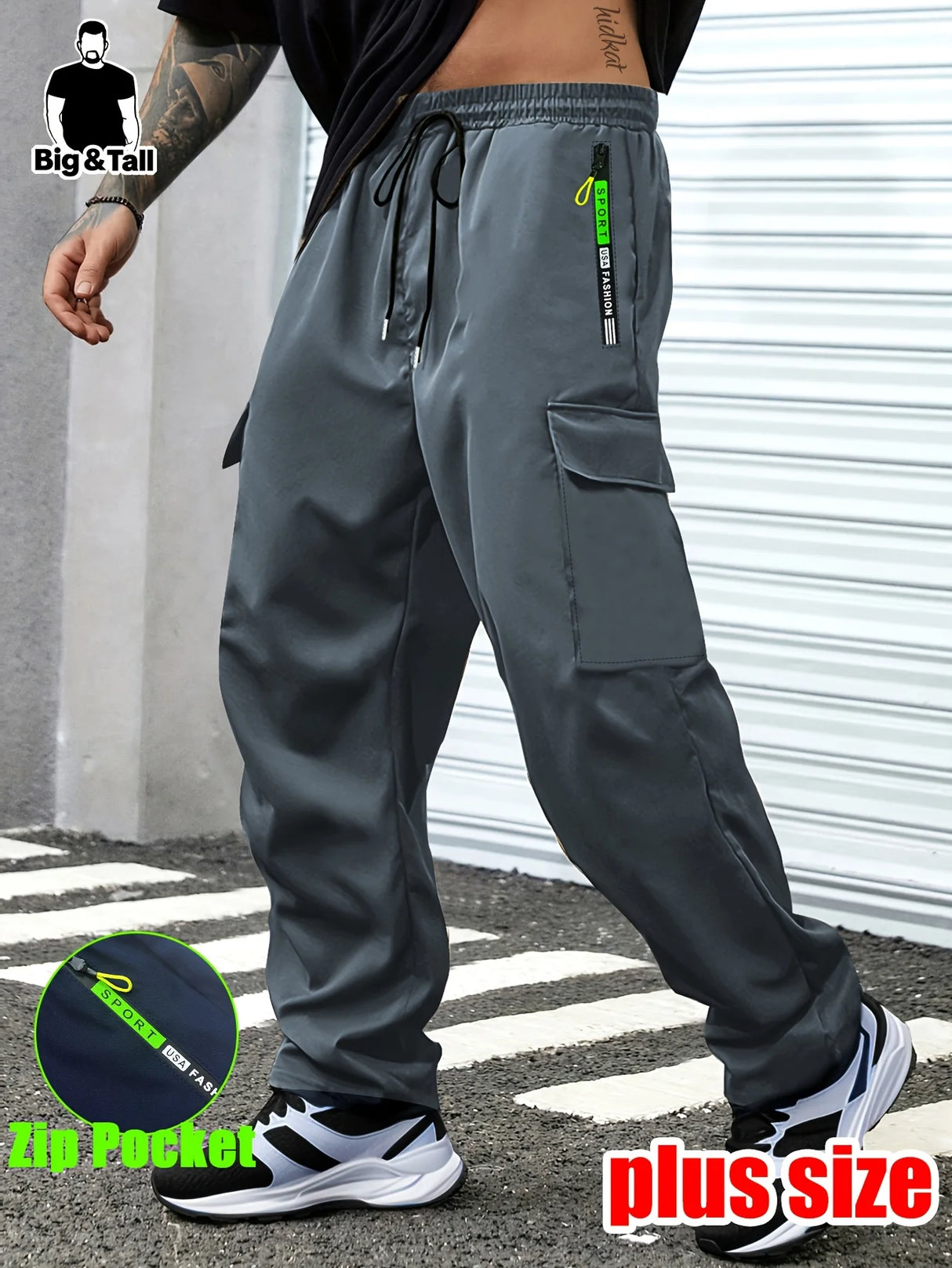Men's Plus Size Cargo Pants – Multi Pocket