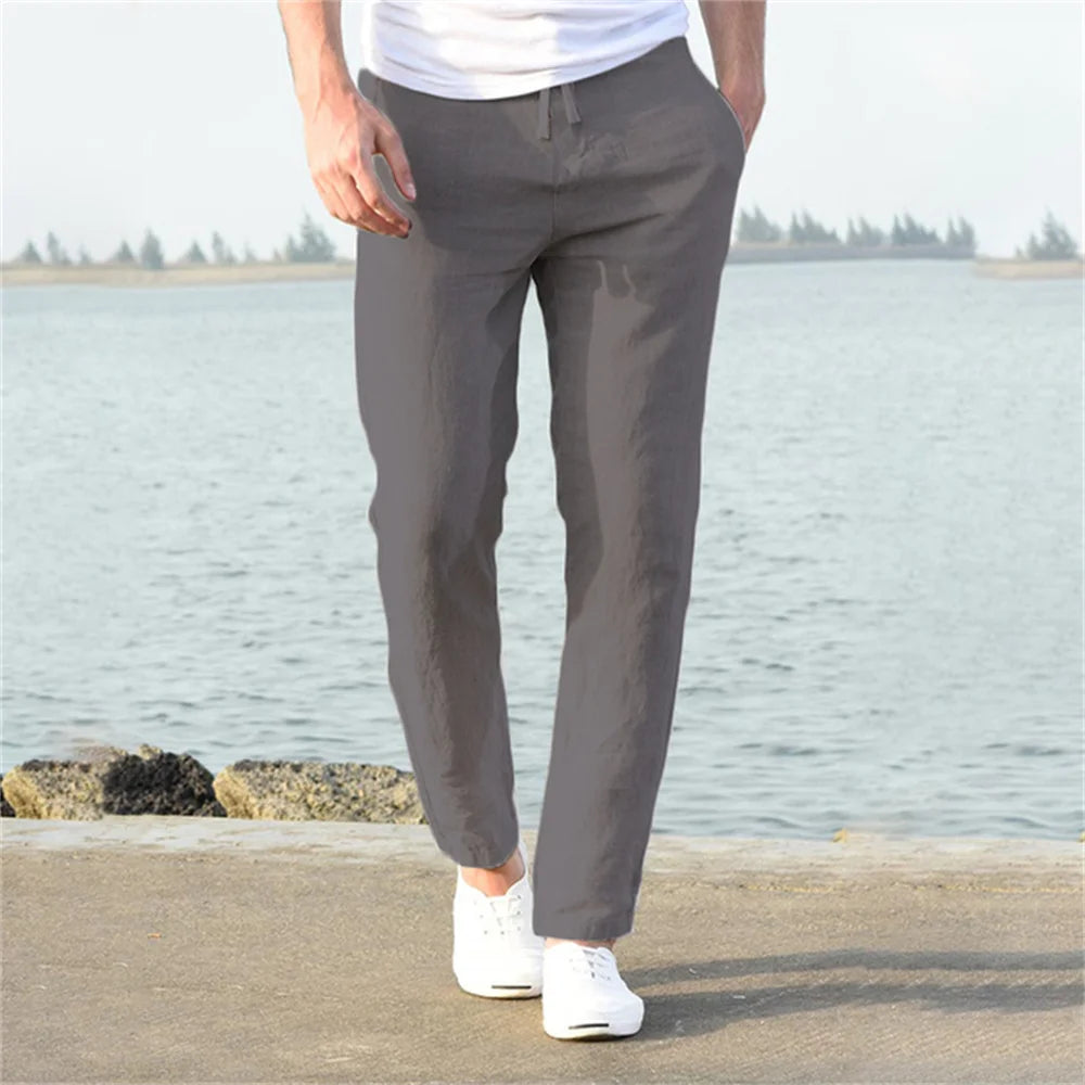 Men’s Solid Linen Trousers