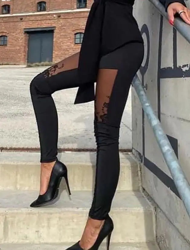 Women Sheer Lace Trousers