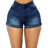 Women High Waist Skinny Denim Shorts