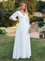 Women Elegant Evening Dress Long Sleeve A-Line Maxi