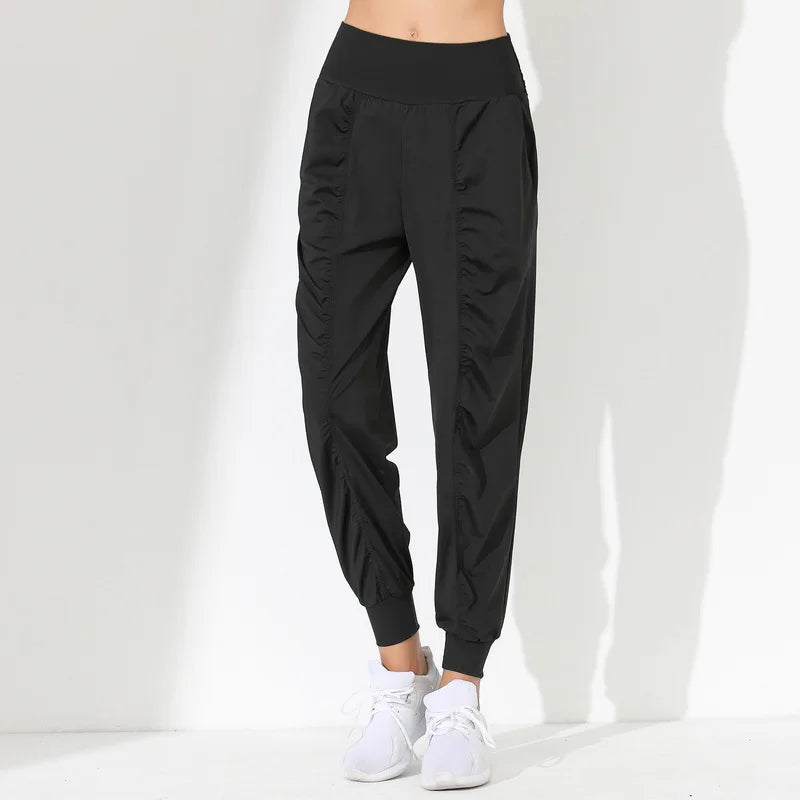 Hearuisavy Loose Quick-Dry Yoga Pants – Pleated Jogging Capris with Pockets
