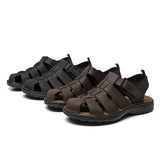 Men Cowhide Leather Beach Sandals
