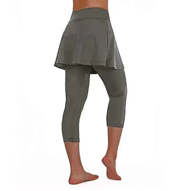 Women High Elastic 2-Piece Skirt Pants Set