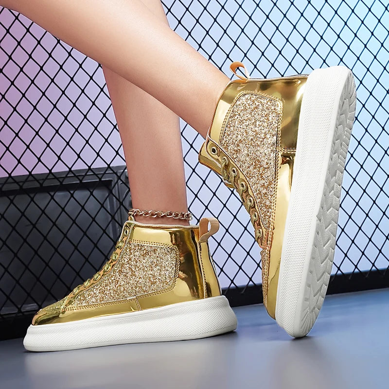 Pink Bling High Top Fashion Skate Shoes