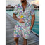 Men's 3D Print Polo & Shorts Set
