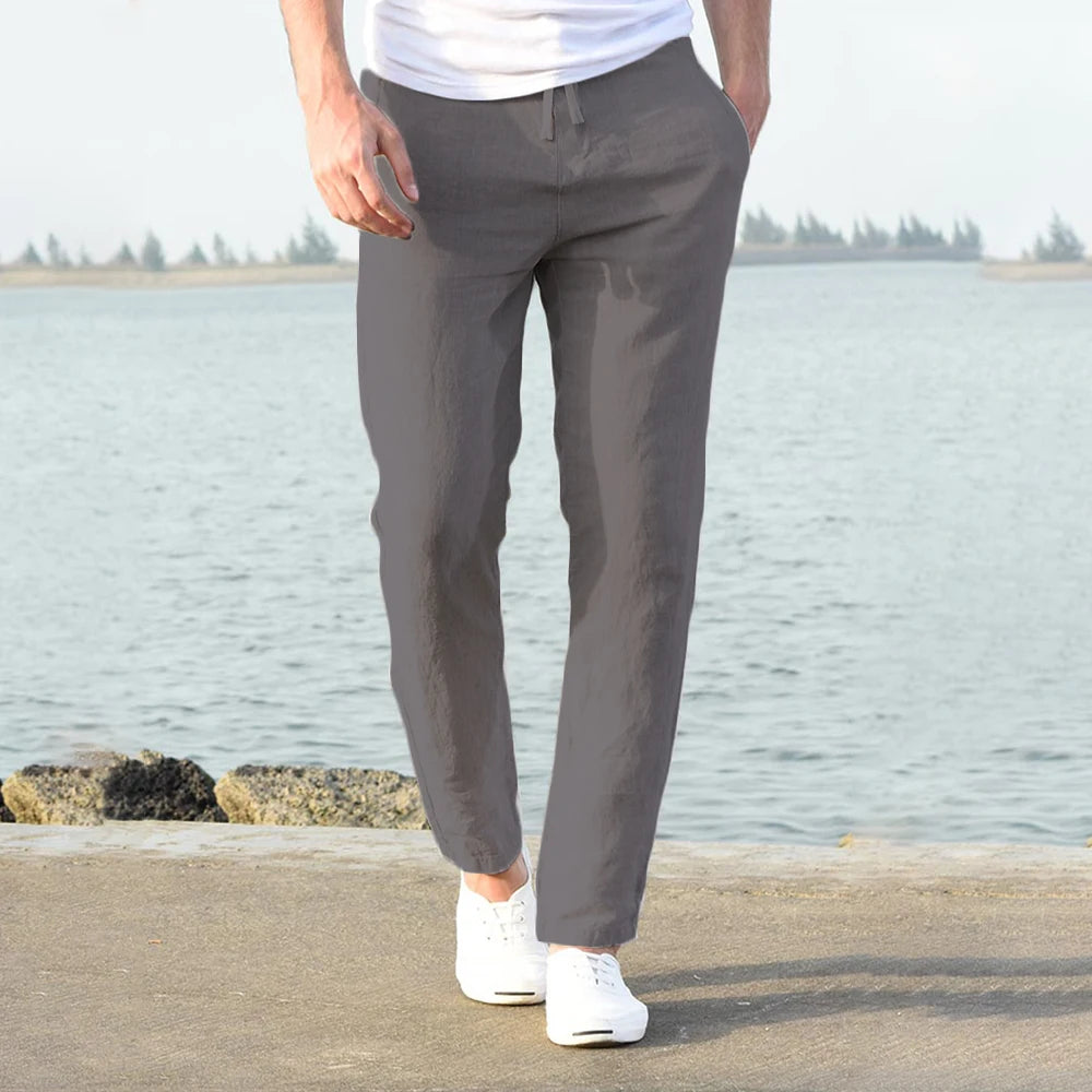 Men’s Solid Linen Trousers