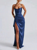 Midnight Satin Slip Gown