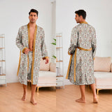 Men’s Leopard Satin Bathrobe Set