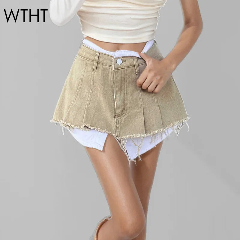 LayerEdge™ – Irregular Two-Piece Denim Skirt (Autumn Trendy A-line)