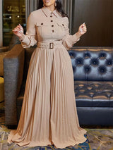 MaxiFit™ – Belted Button Maxi Office Jumpsuit (Work Chic, Waist-Defining & Longline)