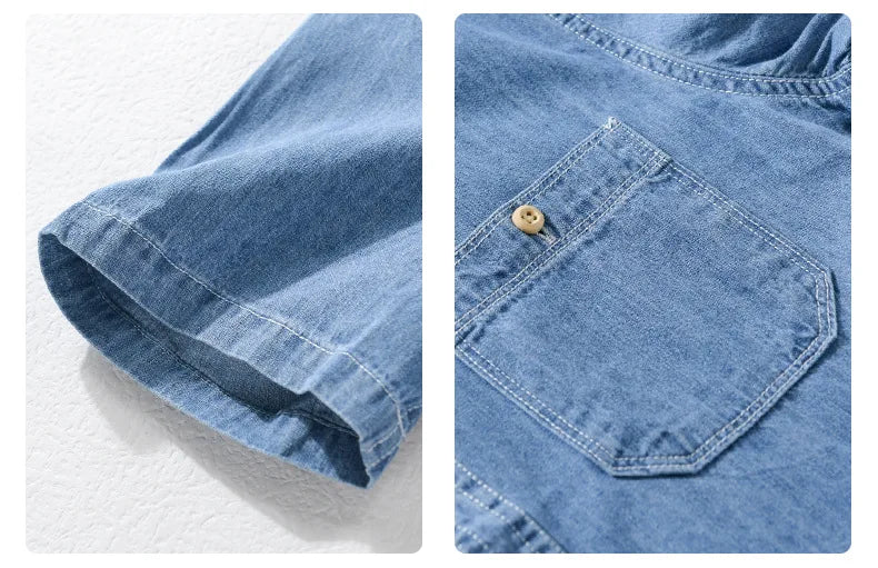 Men Denim Short Sleeve Shirt