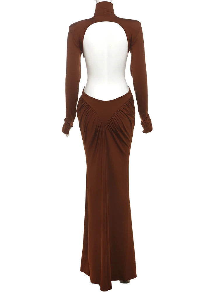 Women's Backless Ruched Maxi Dress