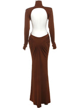Women's Backless Ruched Maxi Dress