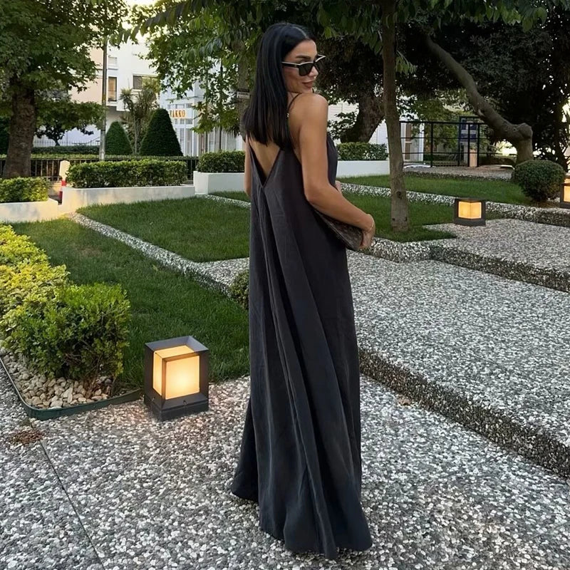 Women's Backless Slip Maxi Dress