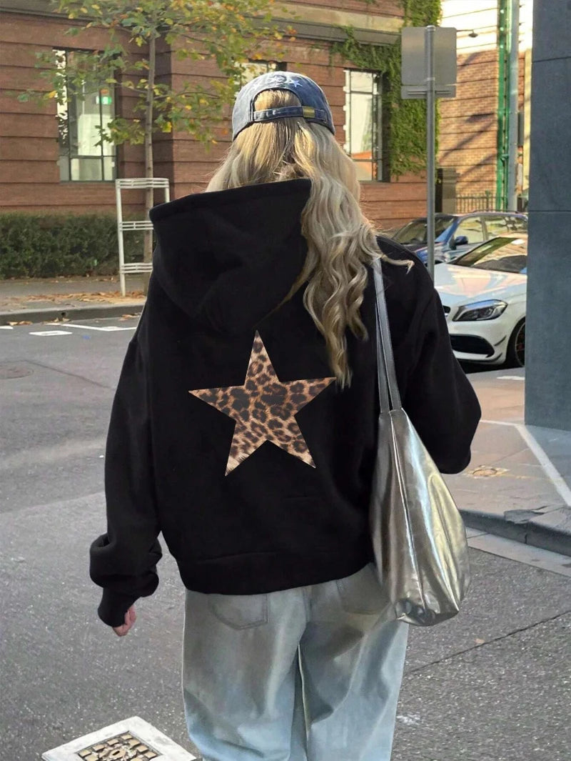 Leopard Print Fleece Hoodie