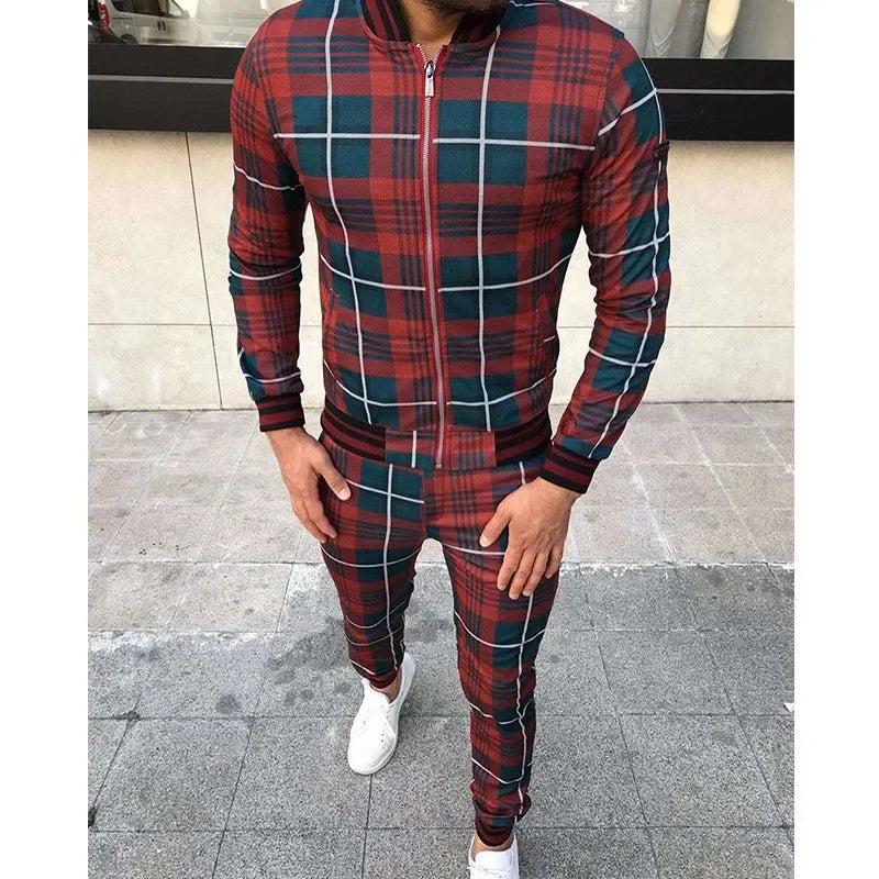 Men's Checkered Sports Tracksuit