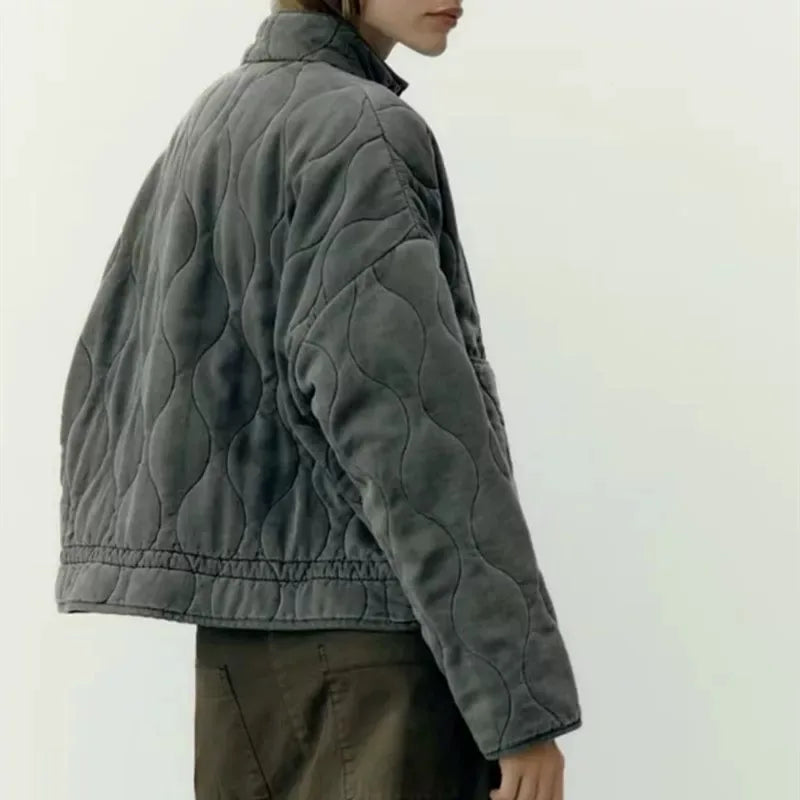 Vintage Quilted High Collar Women's Jacket