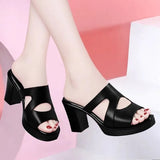 Black Leather Heeled Slides – Sexy & Comfortable 2025