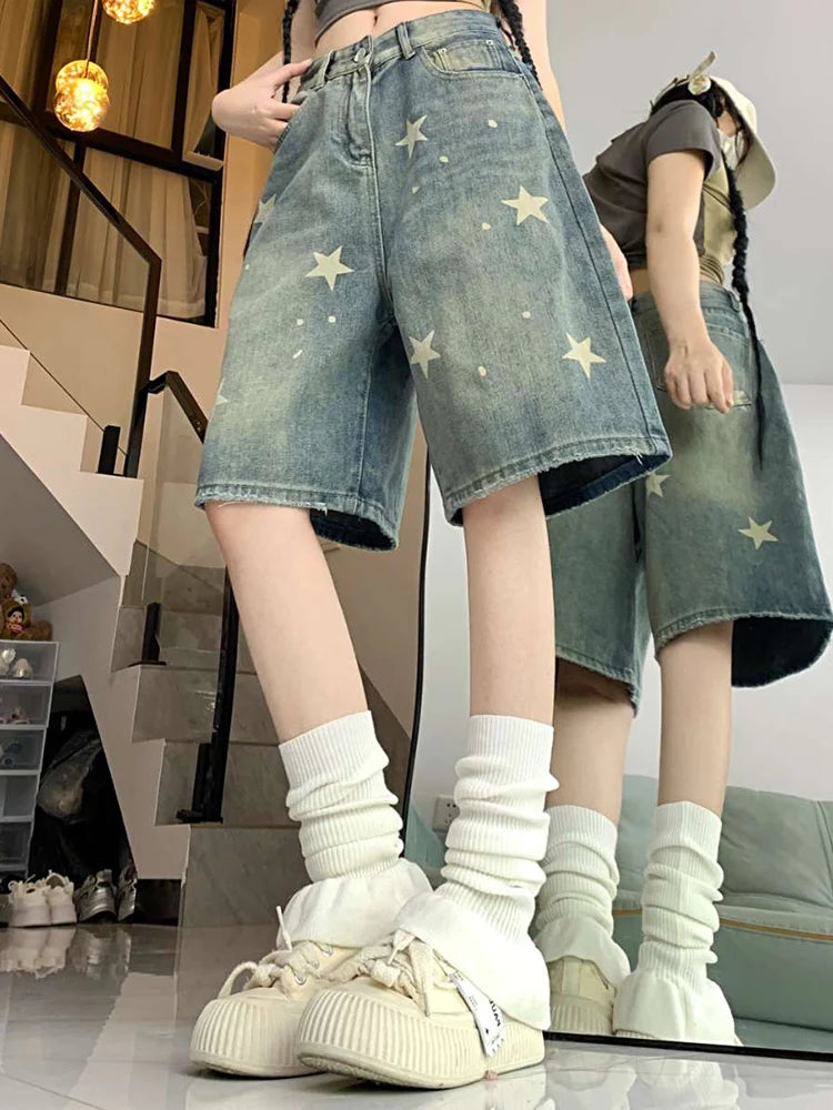 WashedMuse™ – Retro Wide Leg High Waist Denim Pants (Faded, Chic & Casual)