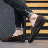 Men Solid Color Big Size Loafers