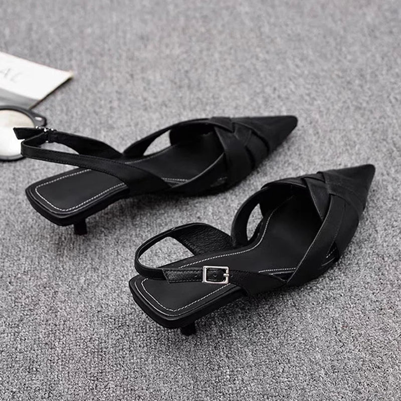 Woven Pointed Toe Heels – Elegant Sandals