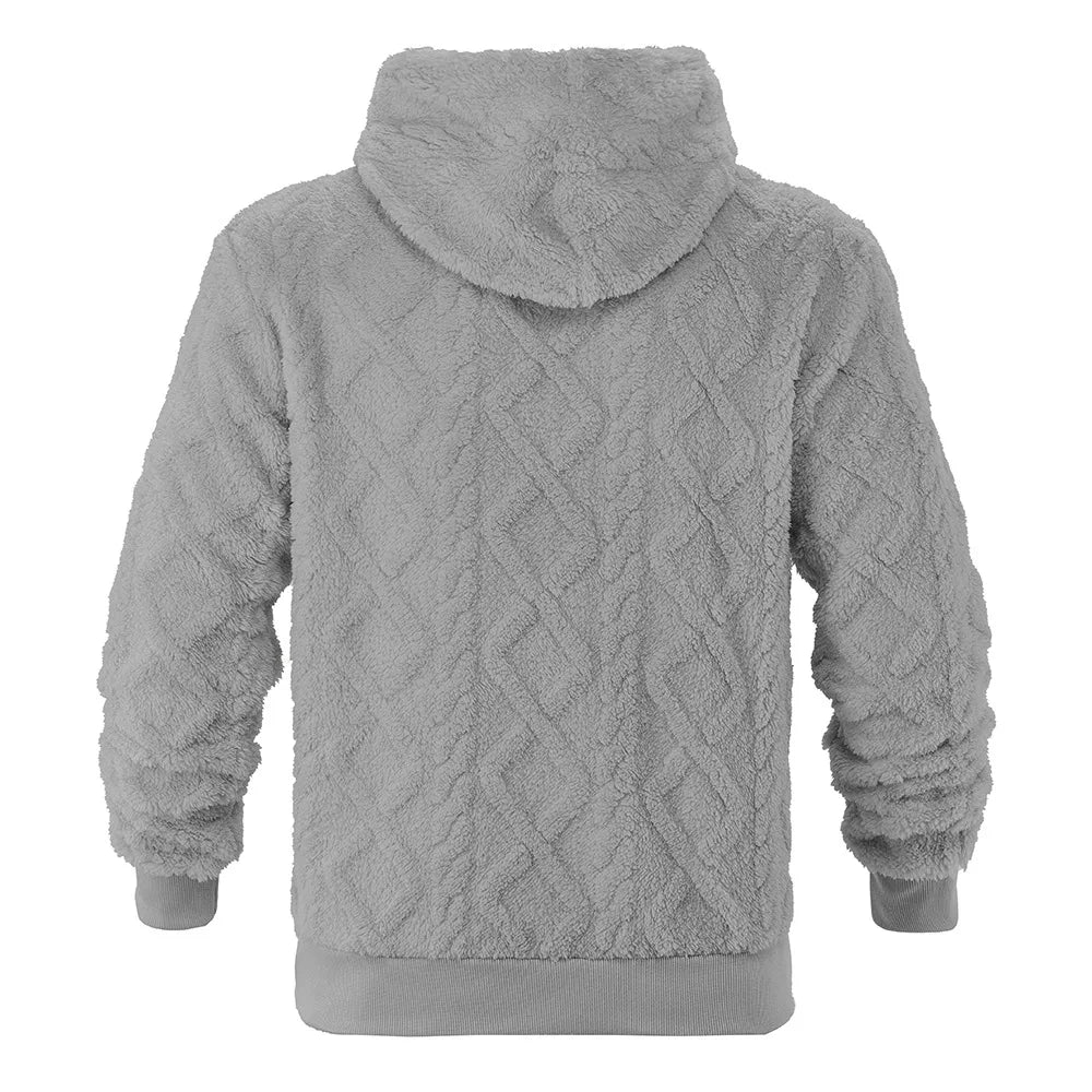 Men Velvet Hooded Pullover Sweater