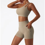 Women Oblique Shoulder Sports Bra
