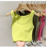 RibFlex™ Basic O-Neck Tank in vibrant green, showcasing summer ribbed comfort and high stretch fabric.