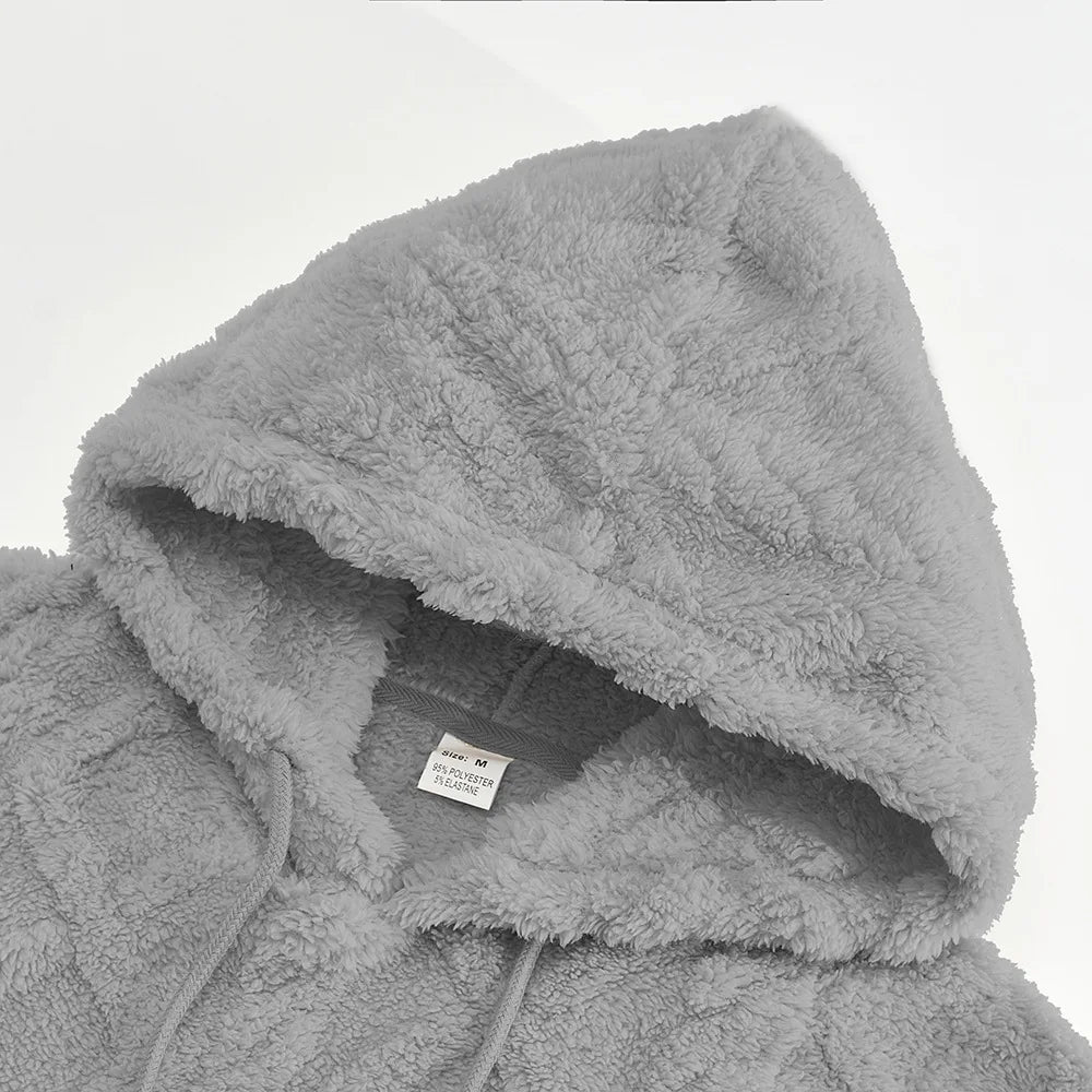 Men Velvet Hooded Pullover Sweater