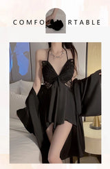 Women Bow Robe Sleep Set