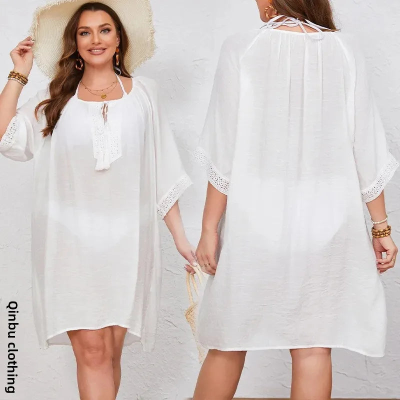 Women White Sleeveless A-Line Dress