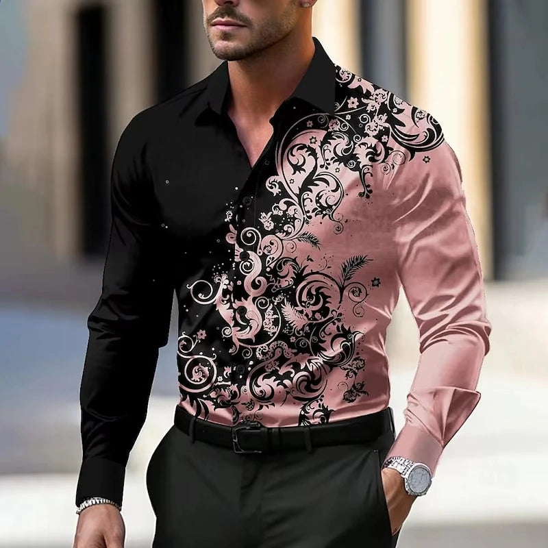 Crimson Floral Dress Shirt