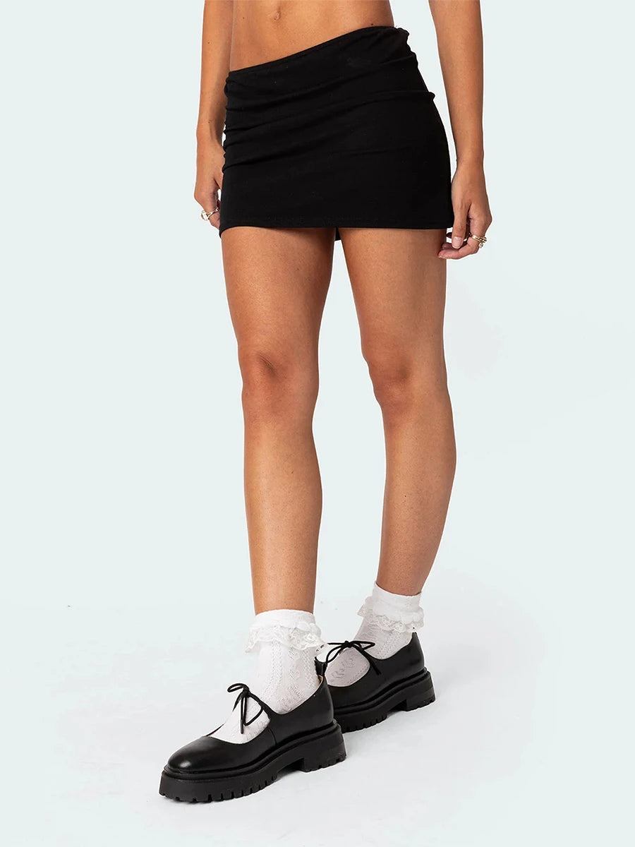 Women Solid Bodycon Mini Skirt