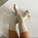 Women’s Thick Heel Stretch Velvet Over-the-Knee Boots