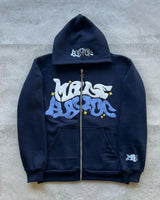 Unisex Retro Letter Zip Hoodie