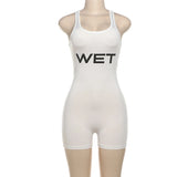 SportMuse™ – Letter Print Slim Sport Romper (Dynamic, Casual & Stretchy)
