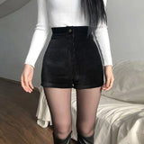 Women Goth Corduroy Y2K Shorts