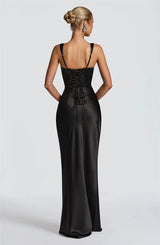 Luxe Satin Halter Evening Gown