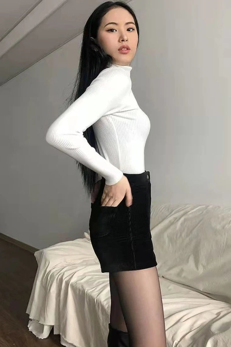 Women's Sexy Black Leather Shorts
