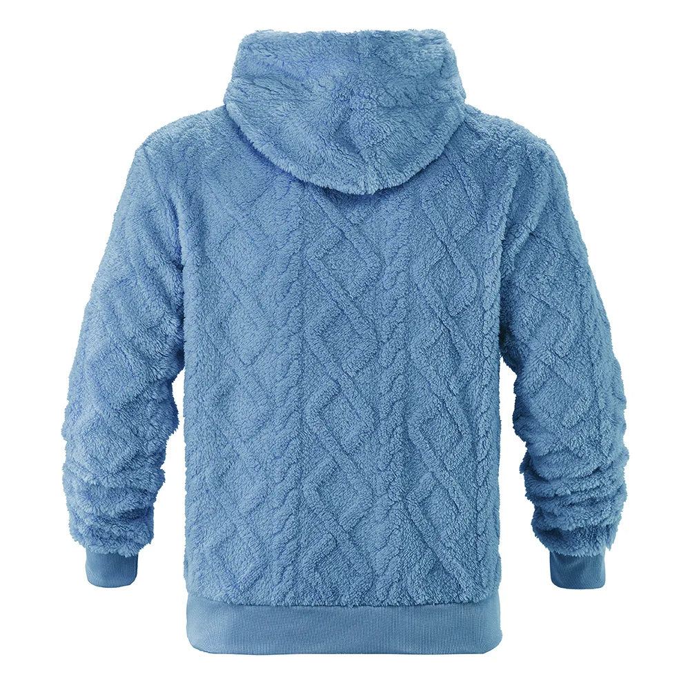 Men Velvet Hooded Pullover Sweater