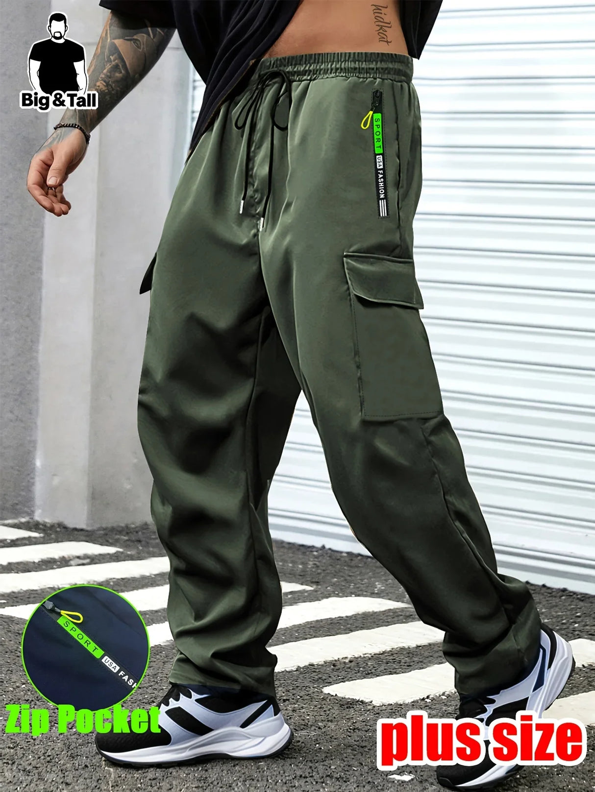 Men's Plus Size Cargo Pants – Multi Pocket