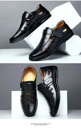 Men’s Summer Hollow Non-Slip Leather Sandals