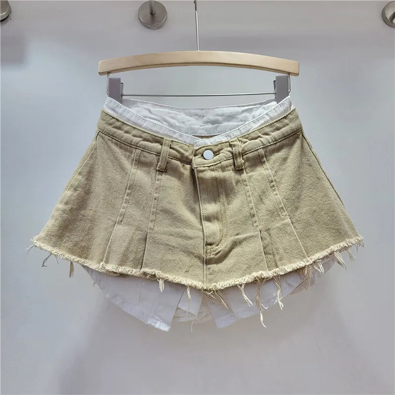 LayerEdge™ – Irregular Two-Piece Denim Skirt (Autumn Trendy A-line)