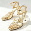 Women’s Gold High Heel Ankle Strap Sandals