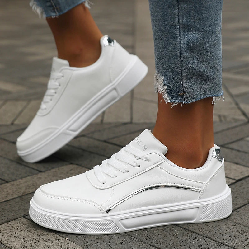 Women Sneakers Black Low Top Lace Up Shoes