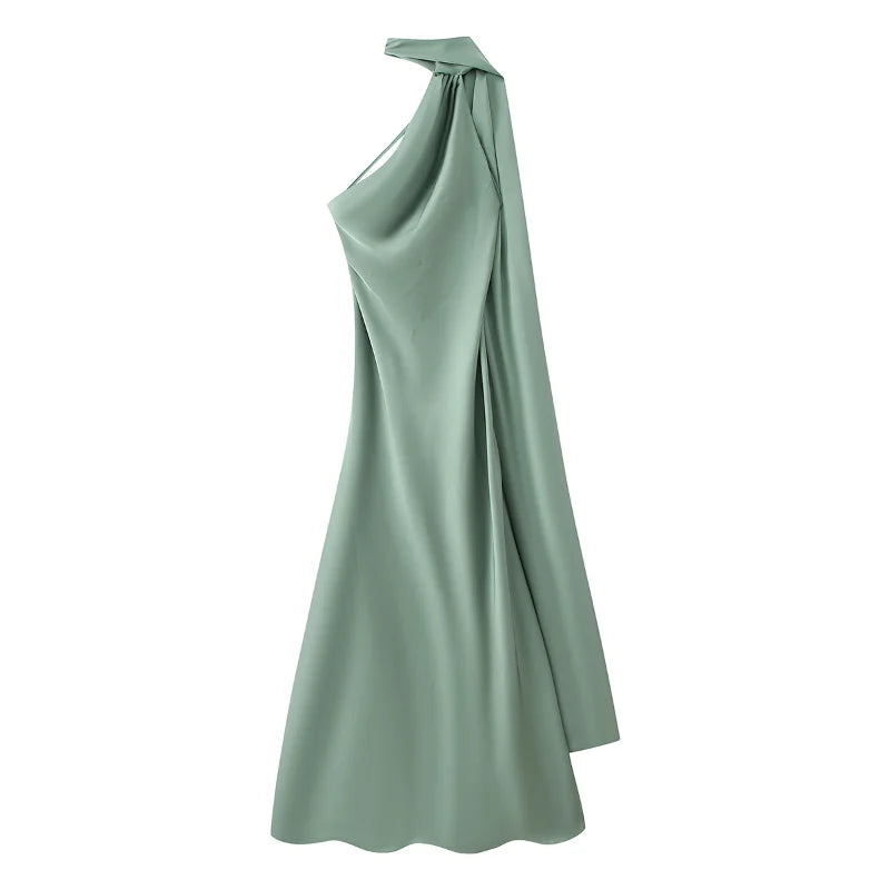 Luxe Satin Halter Evening Gown